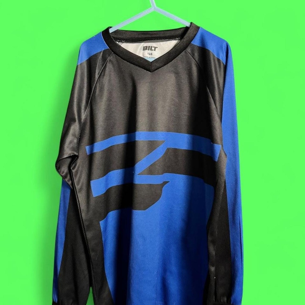 BILT youth large black and royal-blue motocross jersey
